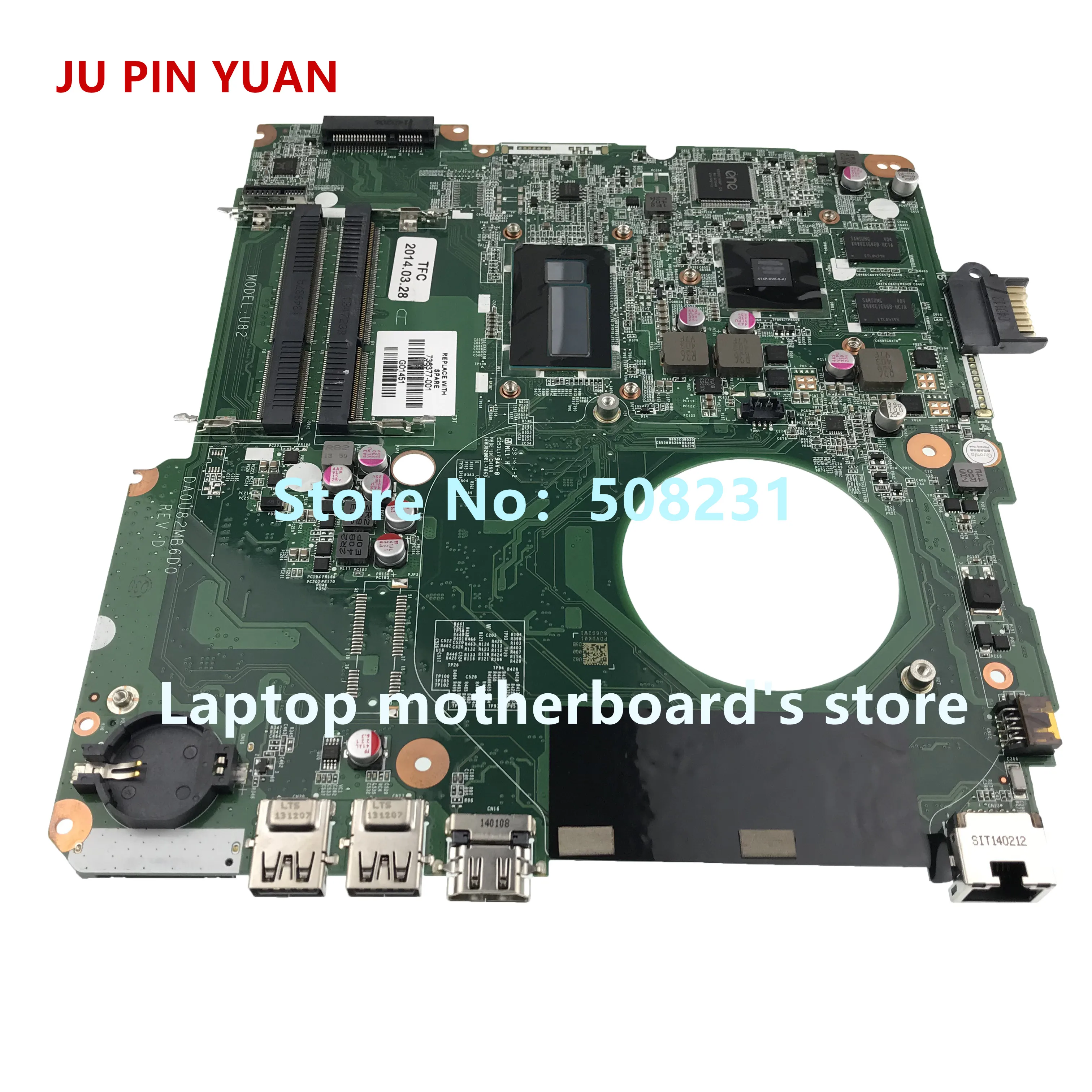 JU PIN юаней дороже; 736377-001 736377-501 U83 материнская плата для HP Pavilion 15-N серийная материнская плата для ноутбука DA0U83MB6E0 I5-4200U полностью протестирована