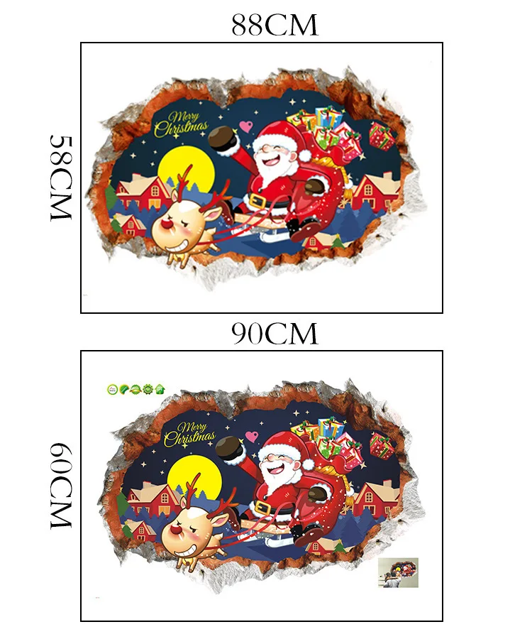 

Christmas Santa Wall Stickers Removable DIY Art Decals Christmas Decoration for home Adesivos De Natal New Year Decoration