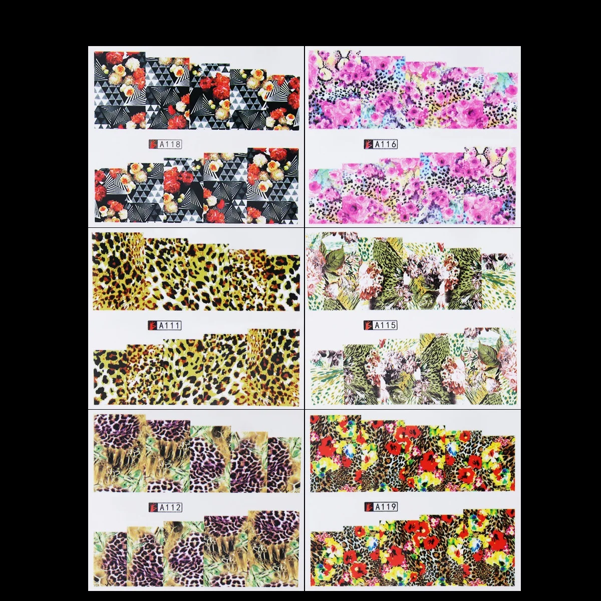 12 шт./компл. леопардовым принтом Nail Art Наклейки надписи красочные Фольга для