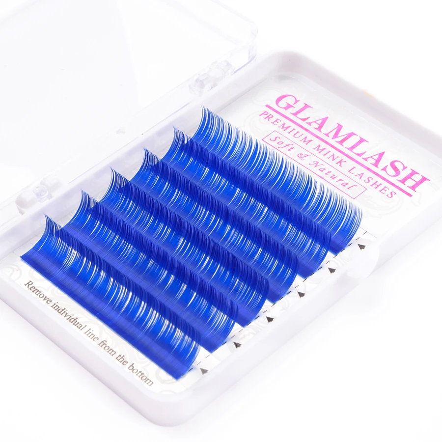 Накладные ресницы GLAMLASH натуральные мягкие фиолетовые синие коричневые зеленые