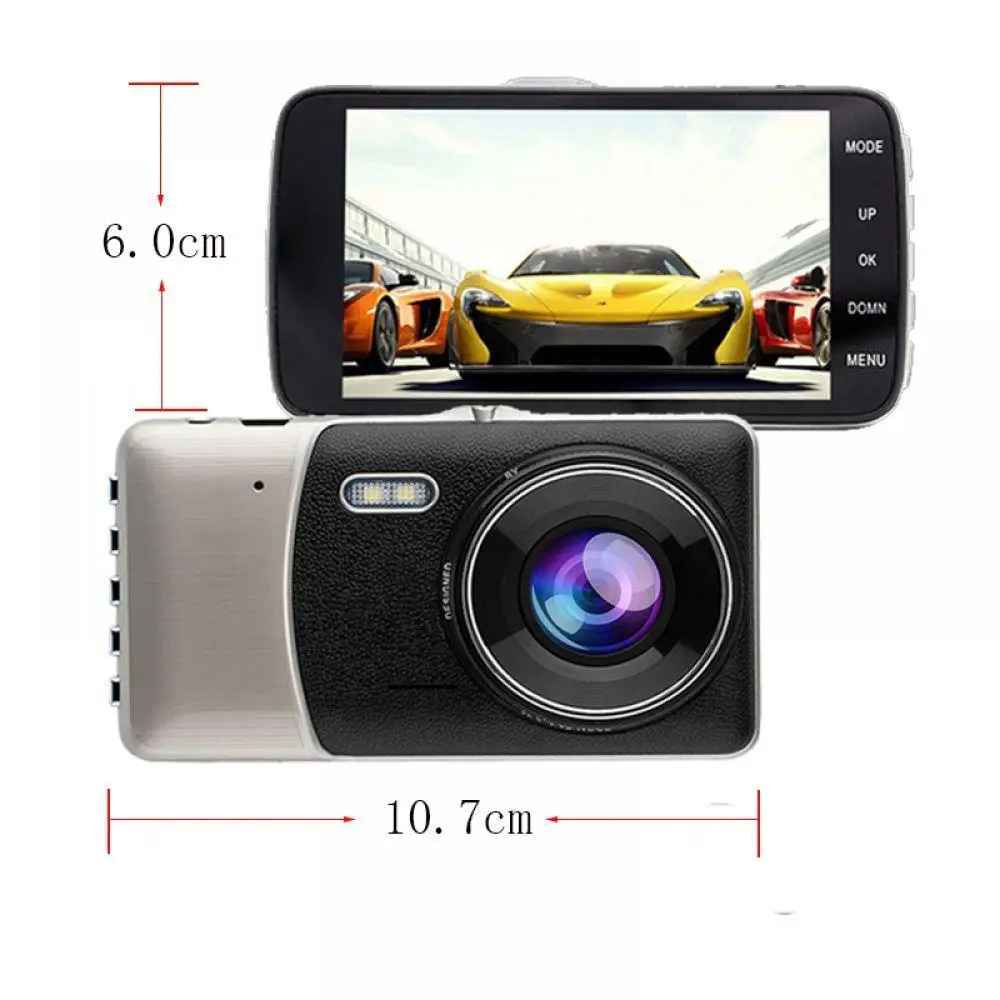 WOOKRAYS Автомобильный dvr 4 дюймов ips экран авто камера двойной объектив FHD 1080P Dash Cam