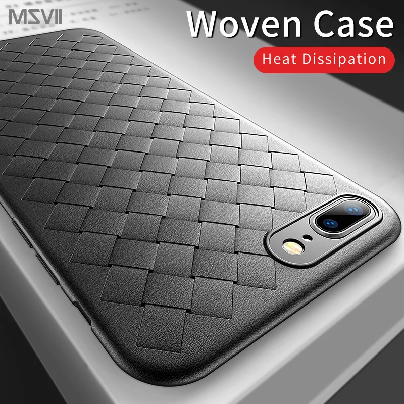 Msvii Woven Phone Case For iPhone 7 Silicone Black 8/6S/6/7 Plus Luxury Brand Back Cover Funda Coque |