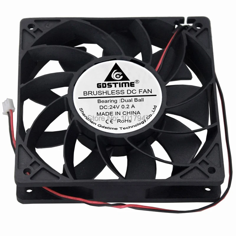 Gdstime 120 мм 12025 DC 24V 2Pin 120x120x25 12 см двойной шариковый подшипник высокого давления
