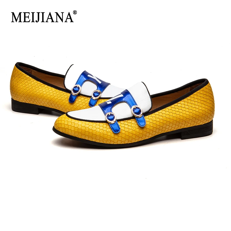 

MEIJIANA Handmade Comfortable Leather 2019 New Listing Wedding Shoes Men Fashion Casual Shoes Men's Loafers Yellow Men Shoes
