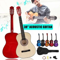38 inch beginners acoustic guitar with guitar case strap tuner pick steel strings guitar musical instruments