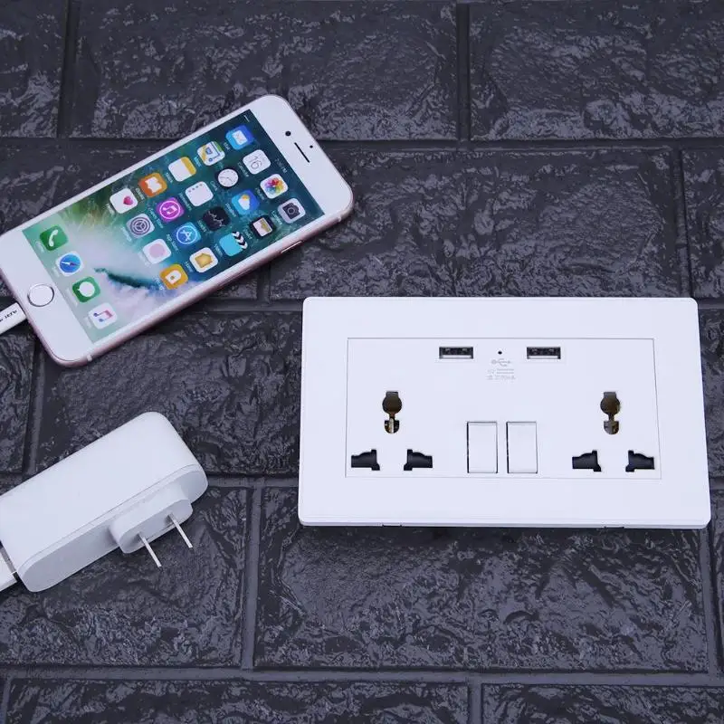 2.1A настенная розетка с двумя usb портами адаптер питания розетки 2 порта панель