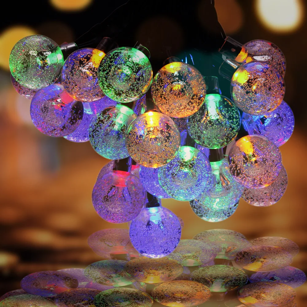 

Tomshine 30 LEDs Solar String Crystal Ball RGBY Lights String Water-resistant Decoration for Wedding Party Garden Home Decor