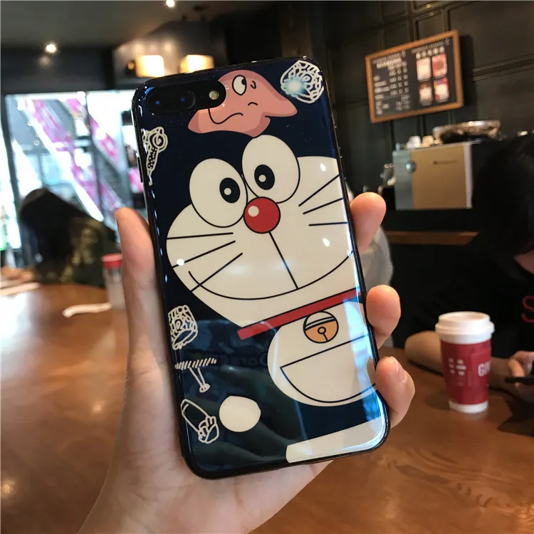 Doraemon узорчатый чехол для iPhone 6 6s 7 8 Plus Мягкий защитный X XS MAX XR TPU милые панели