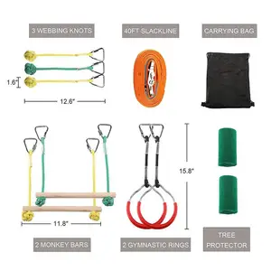 Детские препятствия брикет обезьяны шест наружные физические тренировки комбинация портативный 40 ног Slackline бар комплект Дети