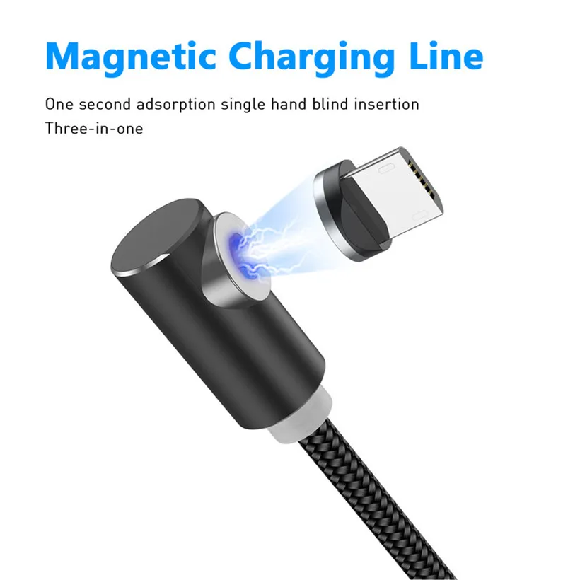 USLION Магнитный кабель Micro usb type C для зарядки iPhone XS Max 8 7 магнит 1 м кабель для зарядки телефона для samsung huawei Xiaomi