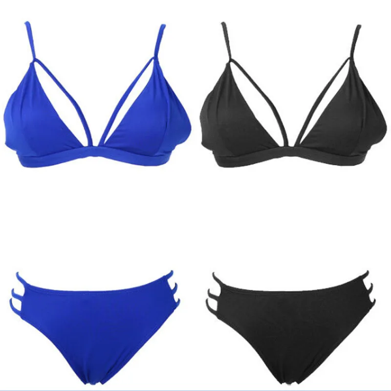 2019 женский сексуальный комплект бикини однотонный купальный костюм мягкий