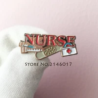 10pcs wholesale red nurse needle bandaid first aid kit enamel lapel pin and brooch doctor medical hospital metal pins badge gift