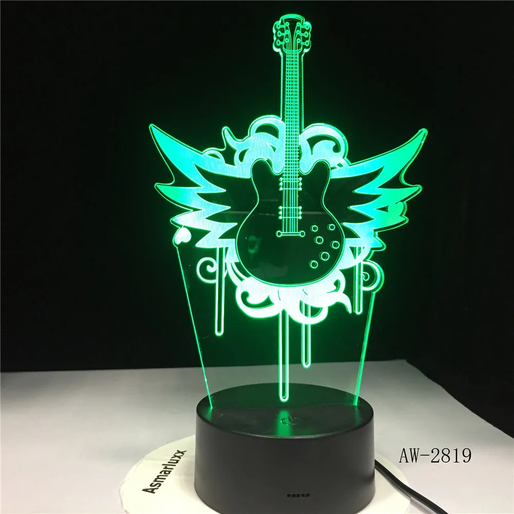 Rock музыкальная гитара Fly Bass 3D светодиодный светильник ночник для музыкантов