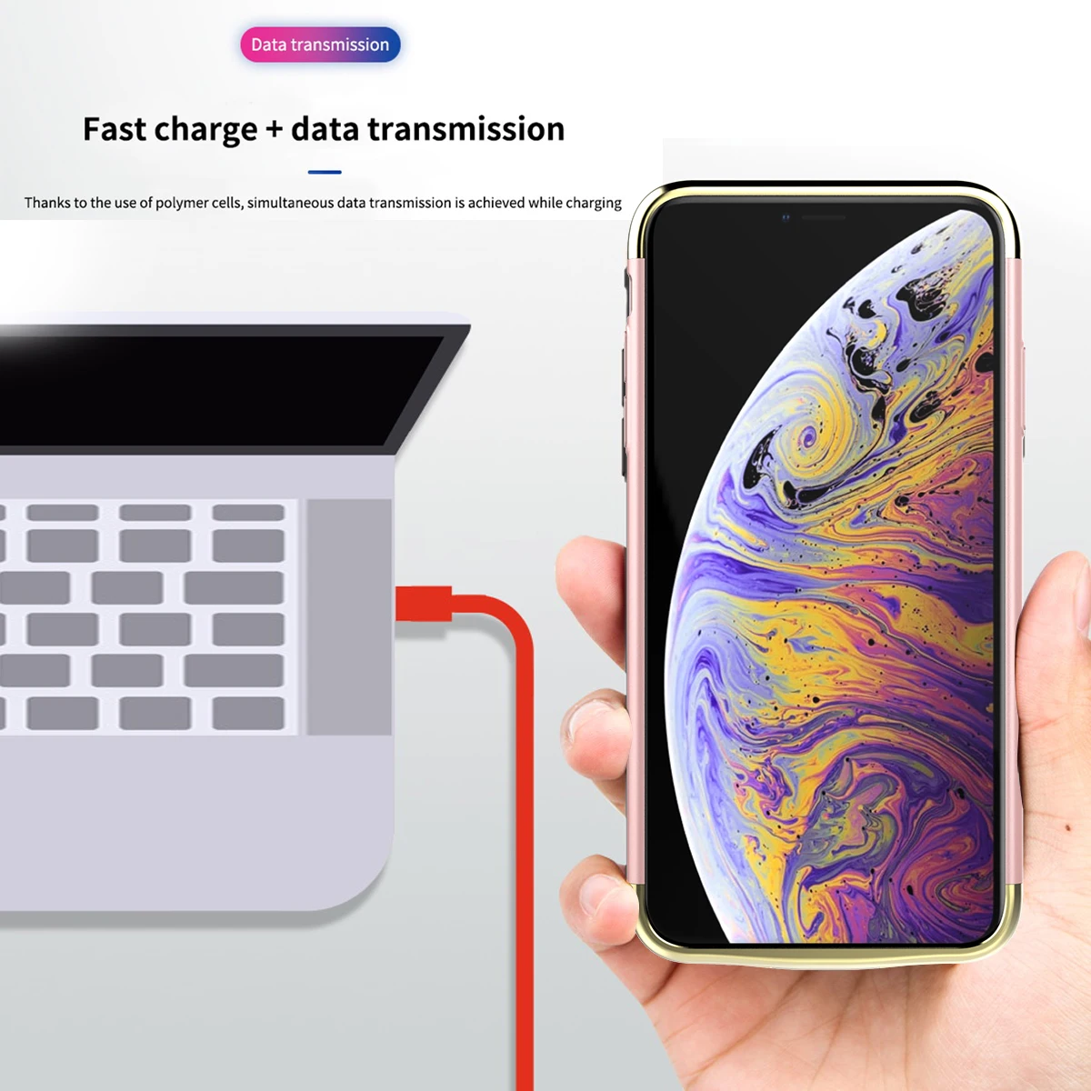 Для iPhone Xr/Xs Max 6000 мАч зарядное устройство чехол для телефона тонкий портативный