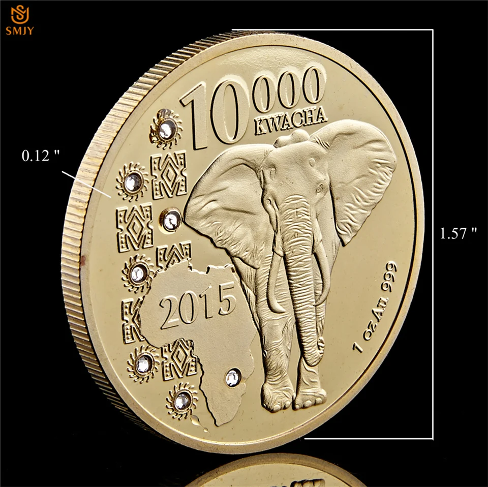 Памятная коллекция монет 2015 года 1 унции 999 африканская слон 10000 квача золото