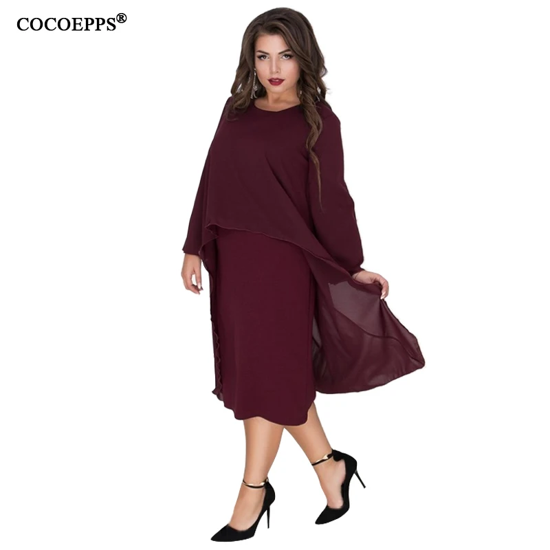 Женское шифоновое платье большого размера Повседневное миди 5XL 6XL Vestidos лето 2019 |