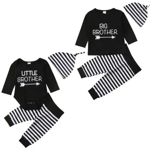 

Brothers Family Matching Kids Baby Boy Big Little Brother T-shirt Romper+Pants Outfits 0-5Y