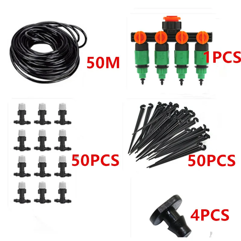 

30/40/50m 4way Splitter Garden Diy Micro Drip Irrigation System Plant Self Automatic Watering Garden Hose Kits Watering Kits