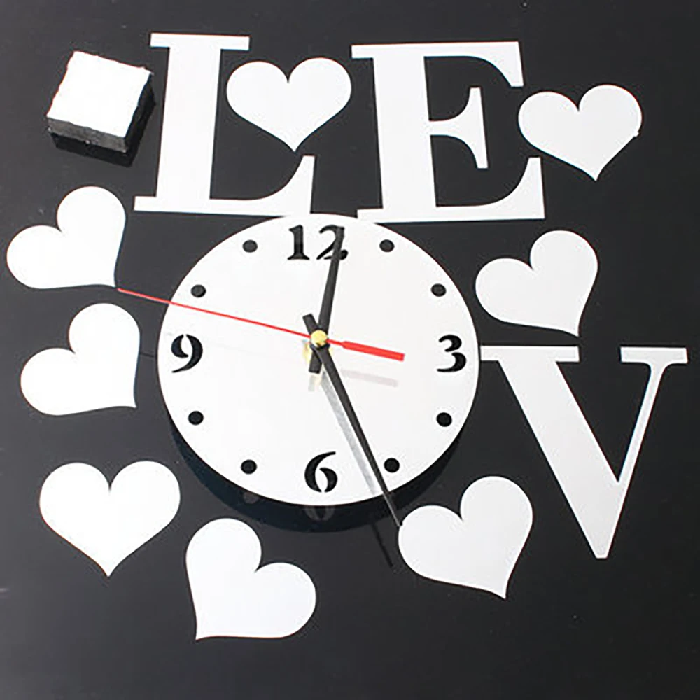 Настенные 3d часы сделай сам акриловые зеркальные наклейки с надписью LOVE