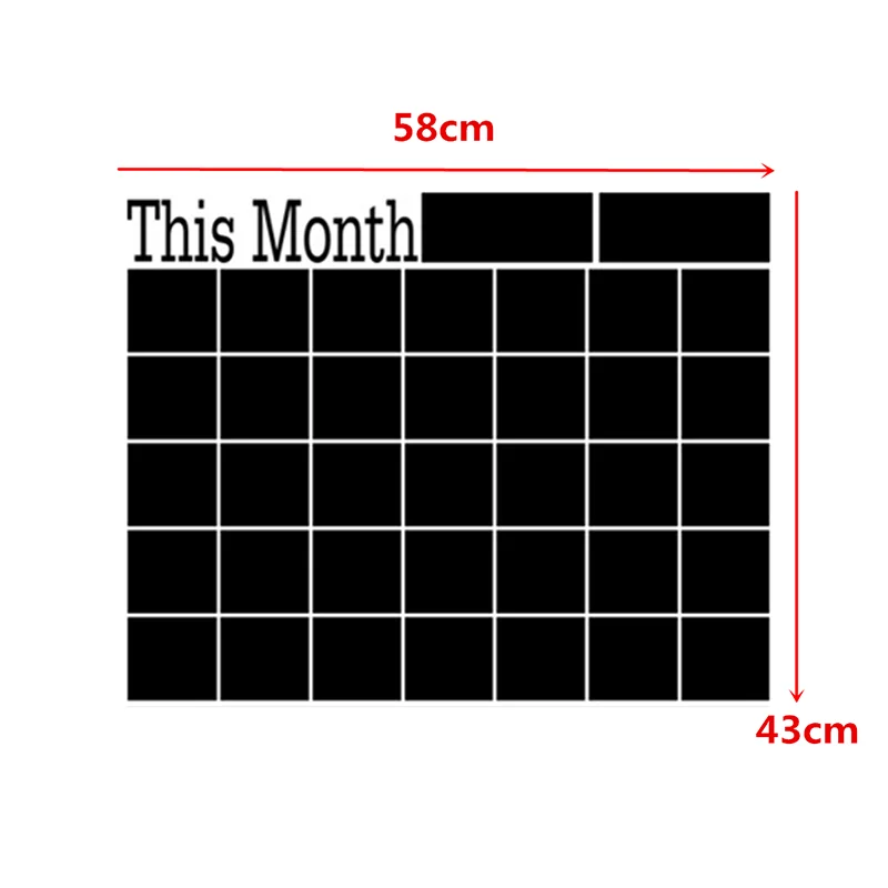 DIY58x43cm на доске стены Стикеры доска Съемные Виниловые Наклейки календарь