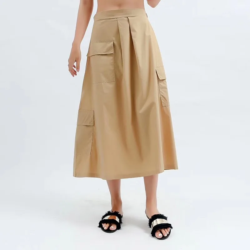 Женская юбка CHICEVER летняя эластичная с высокой талией и карманами большого