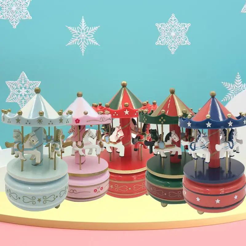 Wooden Music Box Castle In The Sky Music Box Christmas Birthday Favors Gift For Kids Carousel Music Carousel Music Box Toy Gift