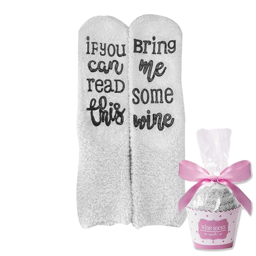 

If You Can Read This Socks Bring Me Some Wine Letter Funny Socks Accessory Gifts for Women Girls Hip Hop Trendy Cute Socks