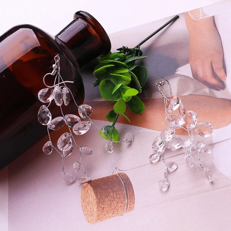 Модные Diy ручной работы ветви дерева длинные эффектные прозрачные серьги в форме