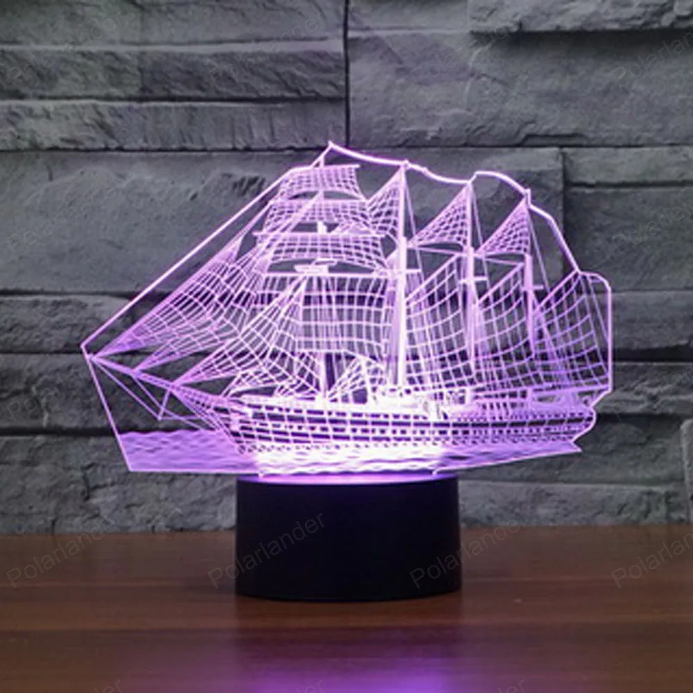 Новые творческие парусник огни сенсорный ночник 3d подарки Рождество атмосферная