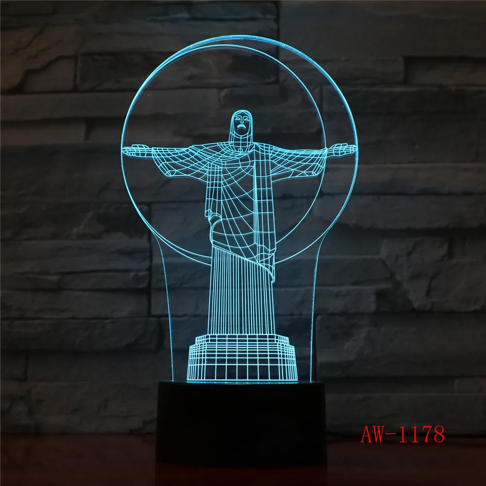 

3D Led God Jesus Head Nightlight 7 Colors Changing Mood Usb Table Lamp Home Decor Bedroom Sleep Lighting Fixtures Gifts AW-1178