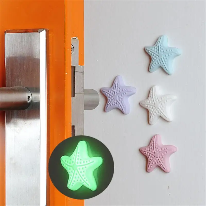 

1Pc Thickening Mute Fenders Door Wall Stick Modelling with luminous Rubber Handle Door Lock Protective Pad Home Decor