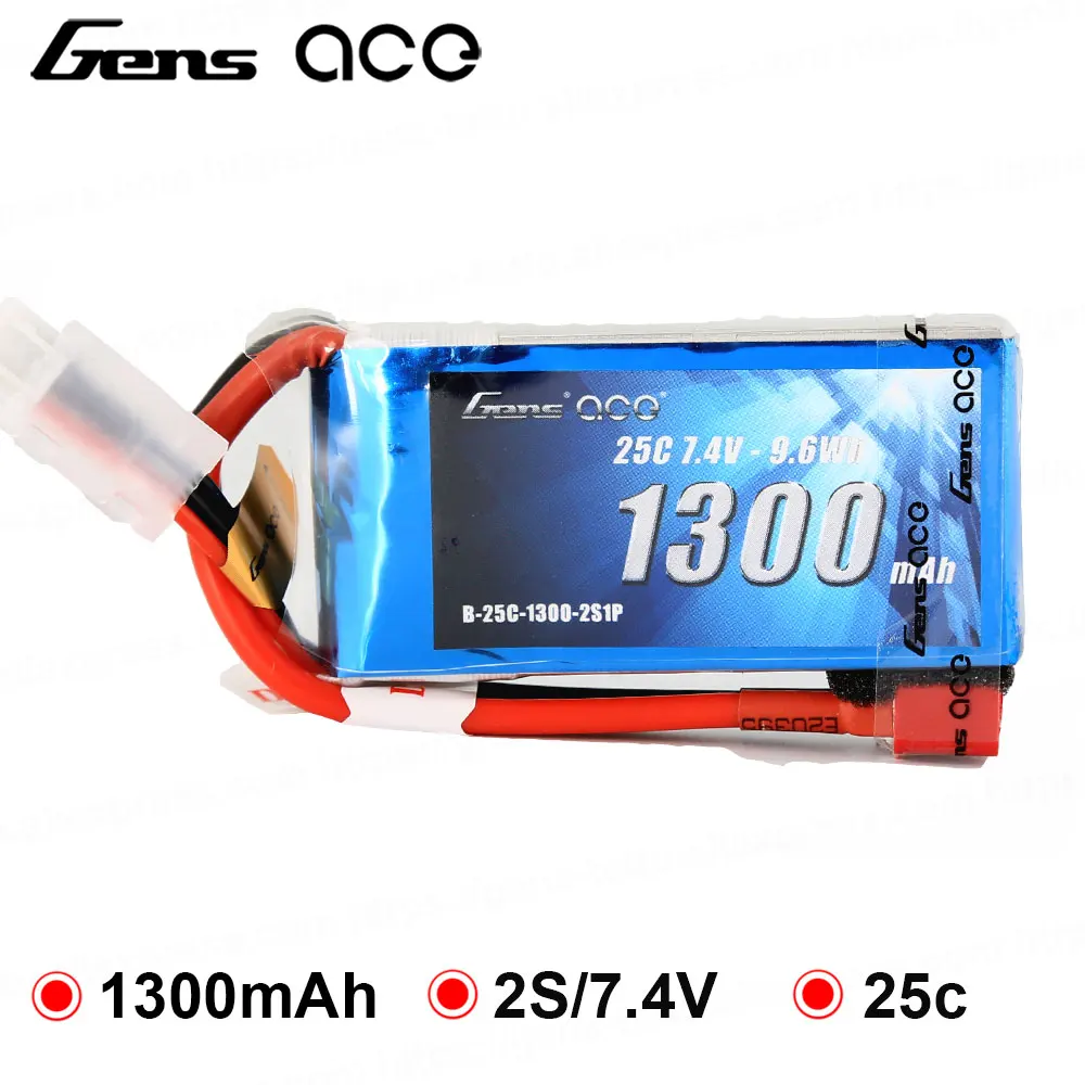 

Аккумулятор Gens ace Lipo 7,4 в 1300 мАч Lipo 2S 25C, аккумулятор для радиоуправляемого вертолета Deans, разъем для радиоуправляемого самолета, известный бр...