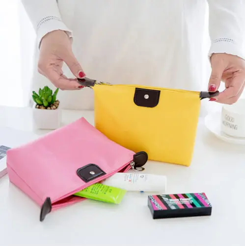 Pure Color Waterproof Cosmetic Bag Portable Traveling Makeup Case Storage Cheap And Affordable Pouch Purse Handbag Fashionable | Дом и сад