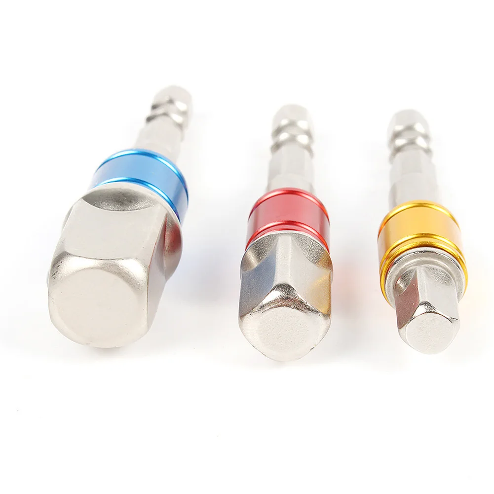 3 Pcs Drill Socket Adapter Impact Drill Extension Drill Bits Bar Socket Adapter 1/4 3/8 1/2 Size Hex Shank Square Head Drill Bit