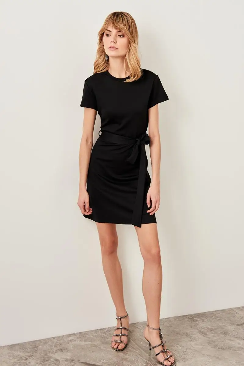 Trendyol Black Back Low-Cut Knitted Dress TWOSS19VG0098 | Женская одежда