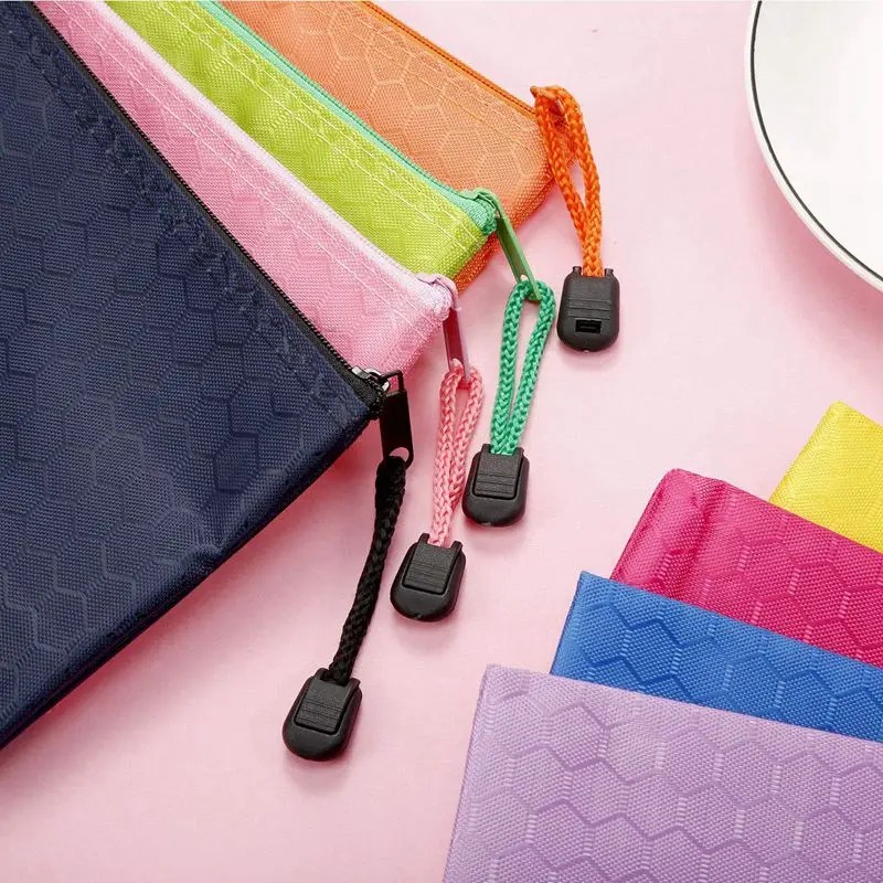 12 Pieces Colors Zipper Waterproof Bag Pencil Pouch for Cosmetic Makeup Office Supplies and Travel Accessories | Канцтовары для