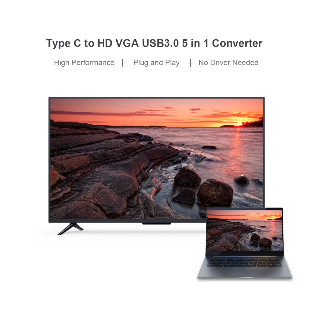 Адаптер USB C Type HD VGA 5 в 1 конвертер для Apple Macbook Google Chromebook ноутбука|Компьютерные