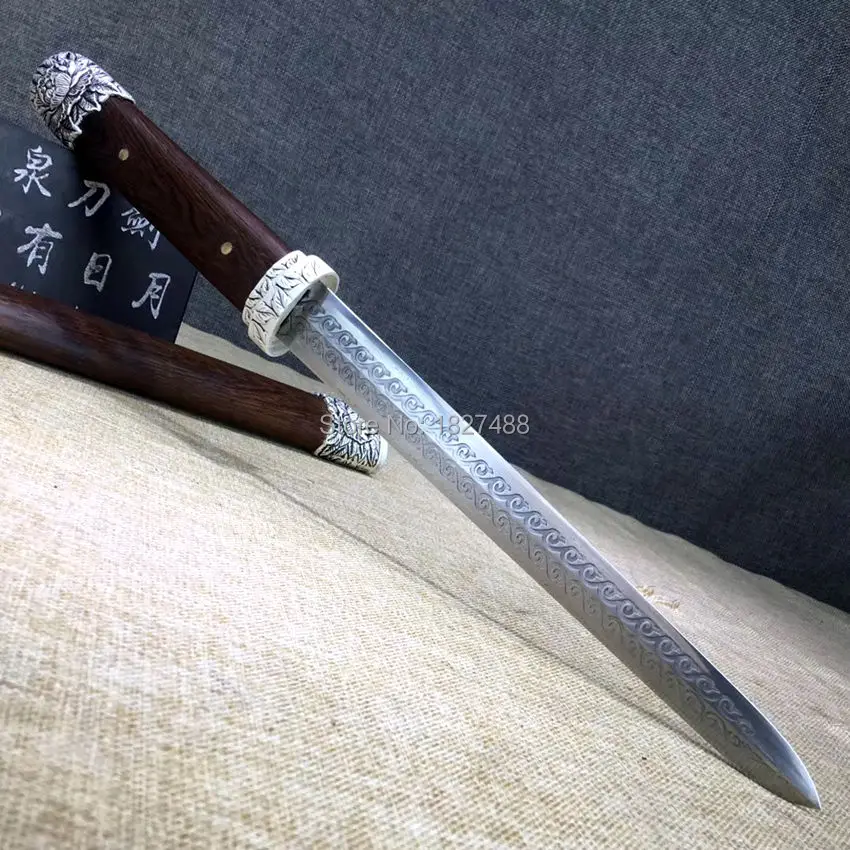 Розовое дерево Saya KungFu меч с ручкой в форме пиона двойной край из