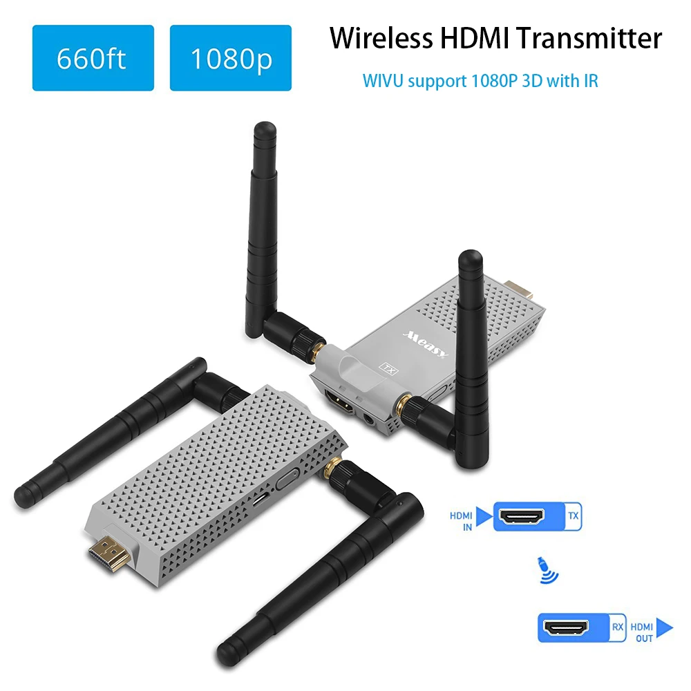 

MEASY Air Prime беспроводной HD удлинитель 656 футов/200 м (HD передатчик + приемник) с поддержкой HD 1080P 3D видео и аудио