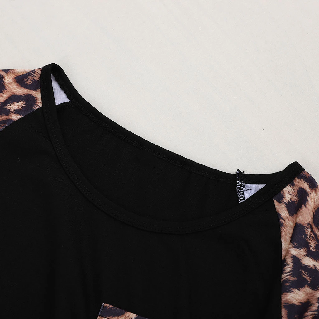 Для женщин Мода O средства ухода за кожей Шеи карман сращивания Leopard трикотажная