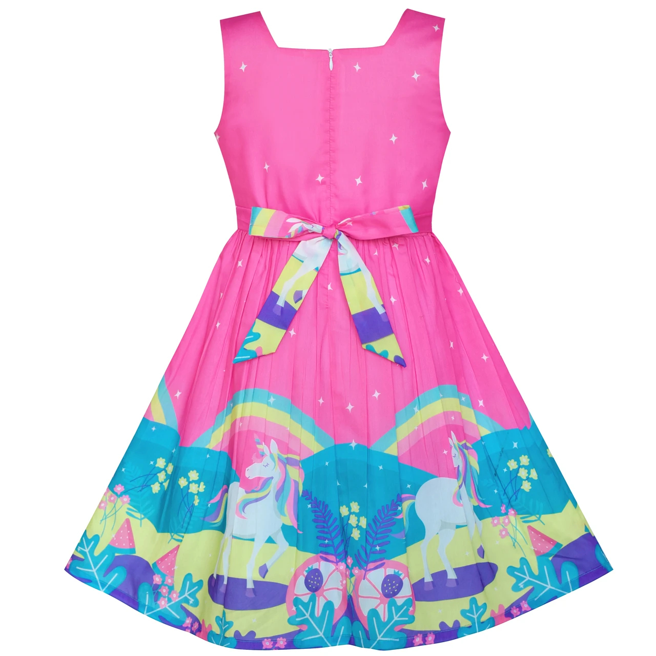 Girls Dress Unicorn Rainbow Sleeveless Deep Pink Princess 2020 Summer Wedding Party Dresses Kids Clothes Pageant Sundress | Детская