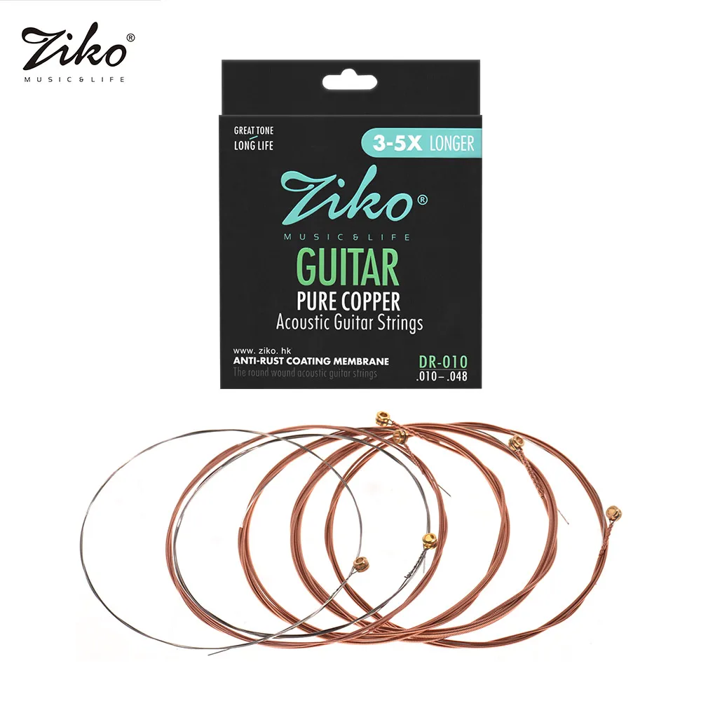 ZIKO DR 012 акустические гитарные струны с шестигранной проволокой из сплава чистая