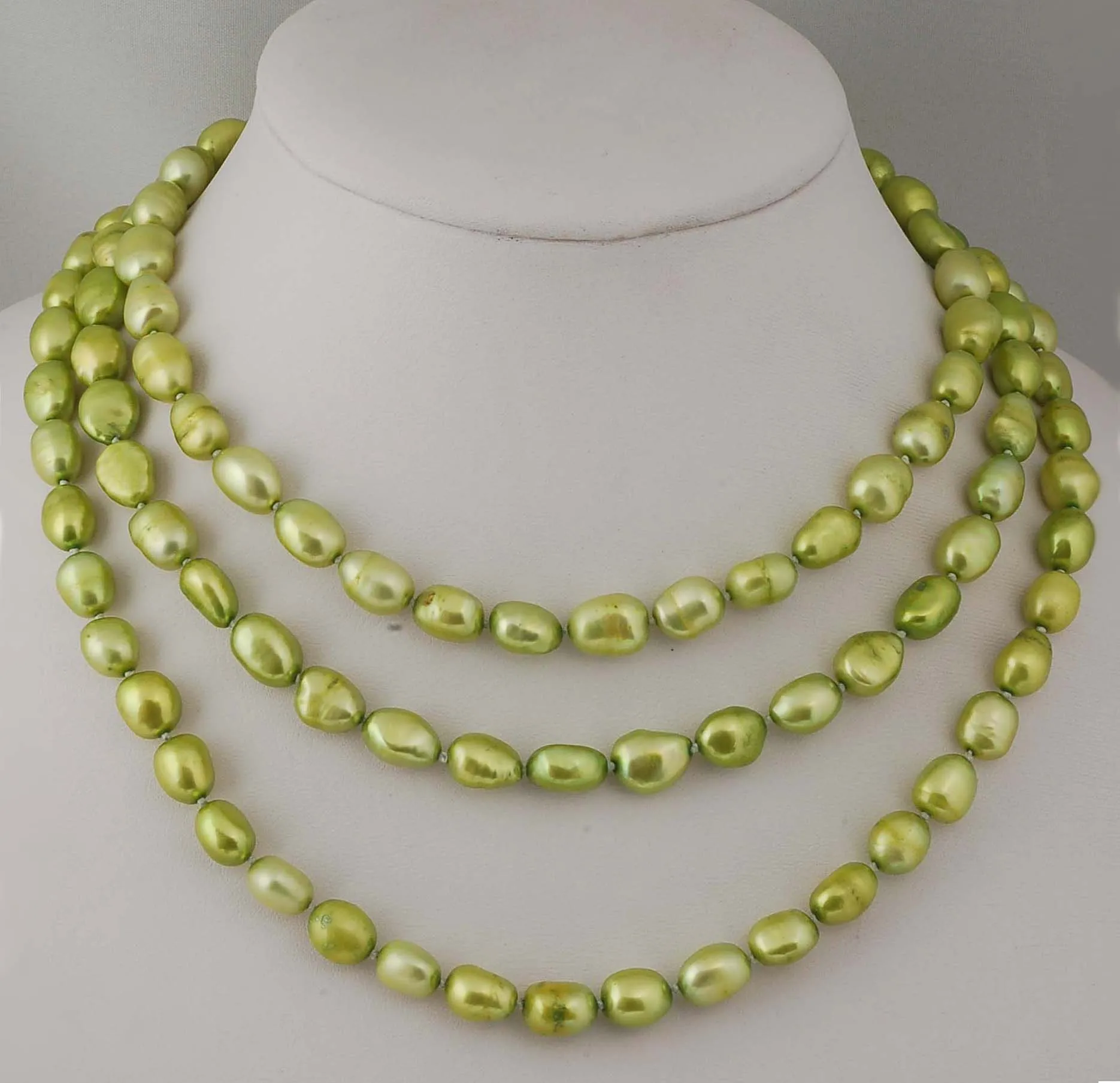 frershwater pearl yellow green baroque 8-10mm long necklace 43inch wholesale beads nature FPPJ woman 2018 | Украшения и