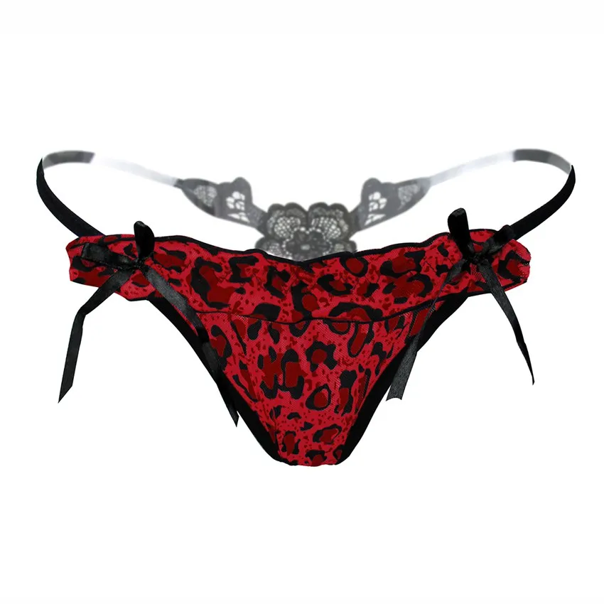 

Women Sexy G String micro Lace Print Leopard beading Thong Panties Shorts tangas Lingerie Underwears Underpants 2019