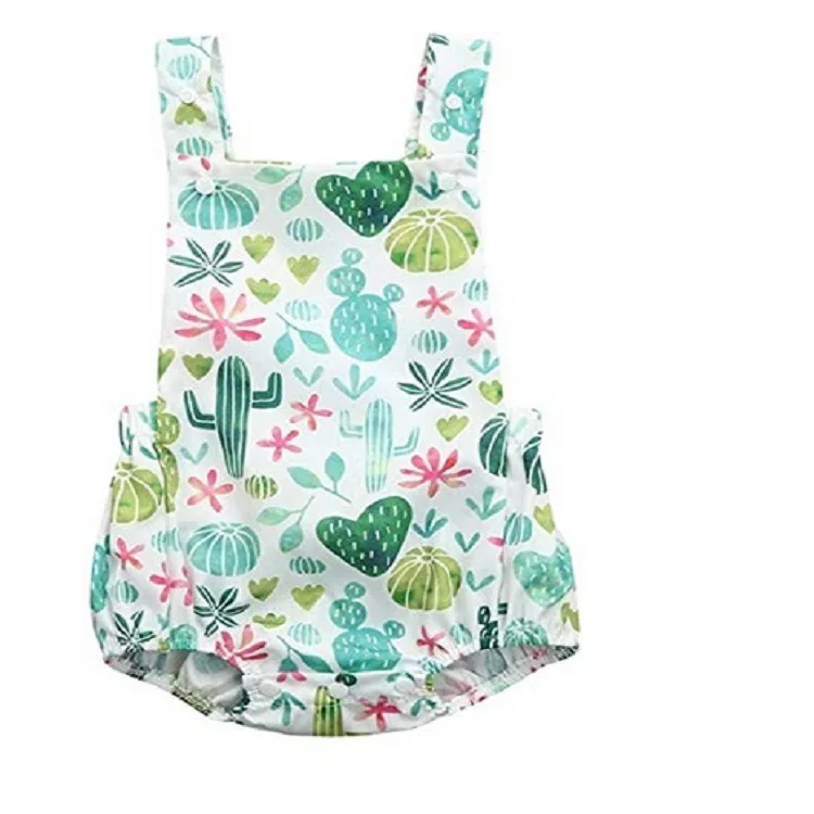 Summer Toddler Baby cactus Floral Print Vest Sleeveless Backless Romper Jumpsuit Bebek giyim roupa infantil menina | Детская одежда и