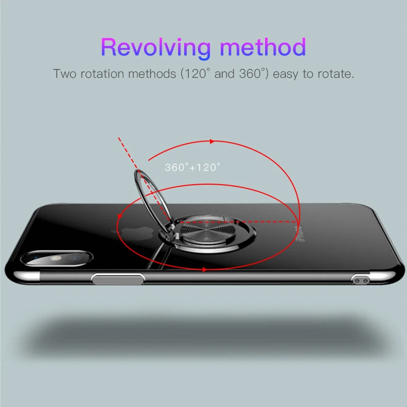 Чехол для Телефона iPhone 7 Plus прозрачный мягкий силиконовый чехол с кольцом