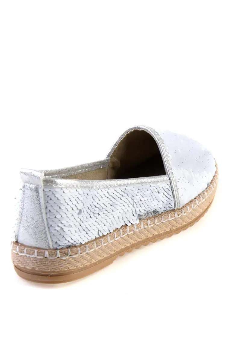 Bambi Белый Серебряный женский Espadril F0365004153|Обувь без каблука| |