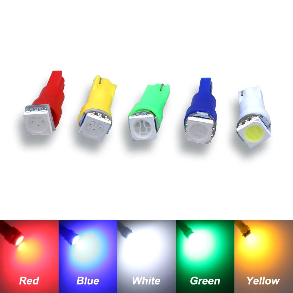 10 шт. T5 led 5050 1SMD t5 белый/зеленый/синий/красный/желтый боковые лампы DC 12V лампа с