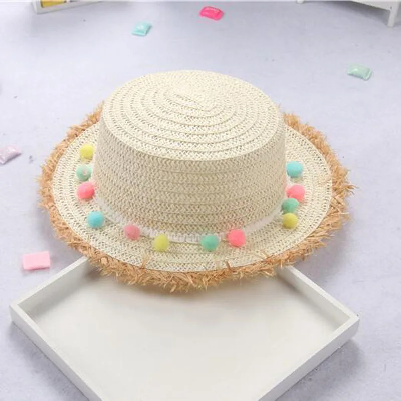 Панама соломенная с цветными бахромой и широкими полями для девочек|Шапки