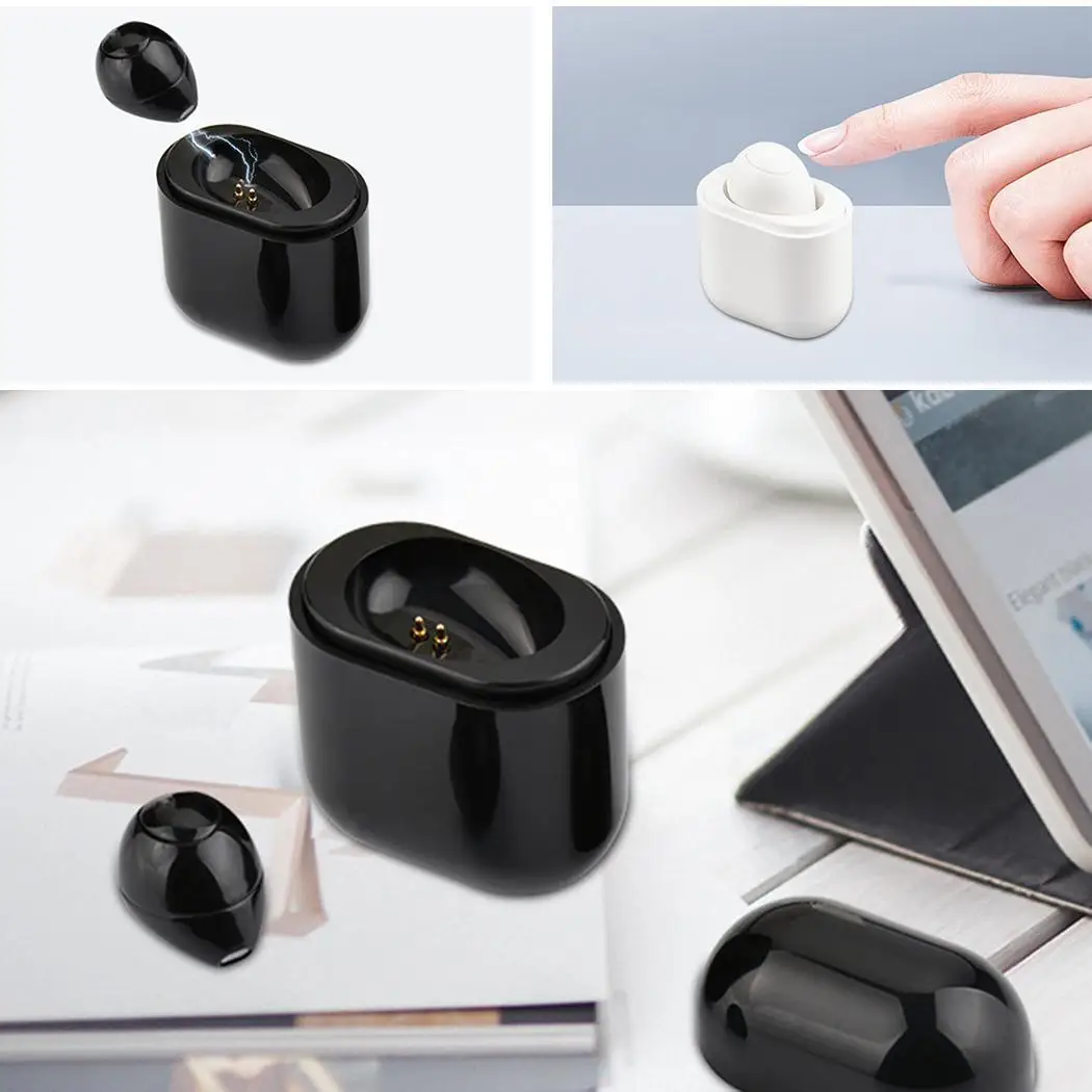 Мини невидимые наушники беспроводные Bluetooth с беспроводной зарядной коробкой 3